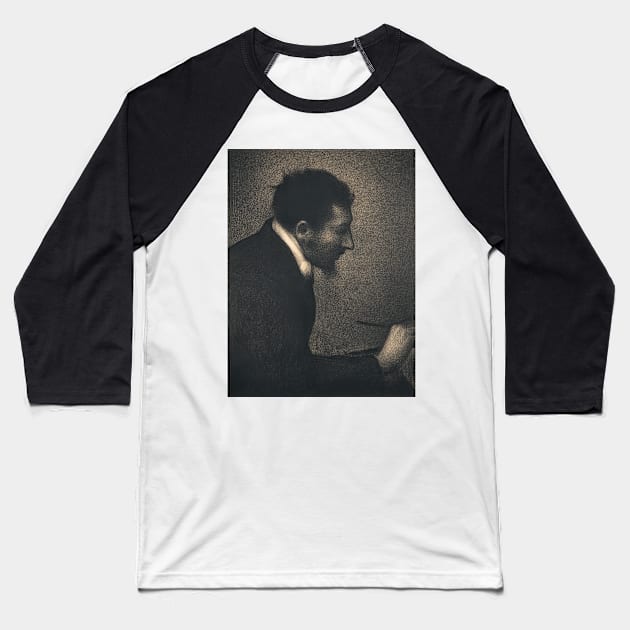 Aman-Jean (Portrait of Edmond Francois Aman-Jean) by Georges-Pierre Seurat Baseball T-Shirt by Classic Art Stall